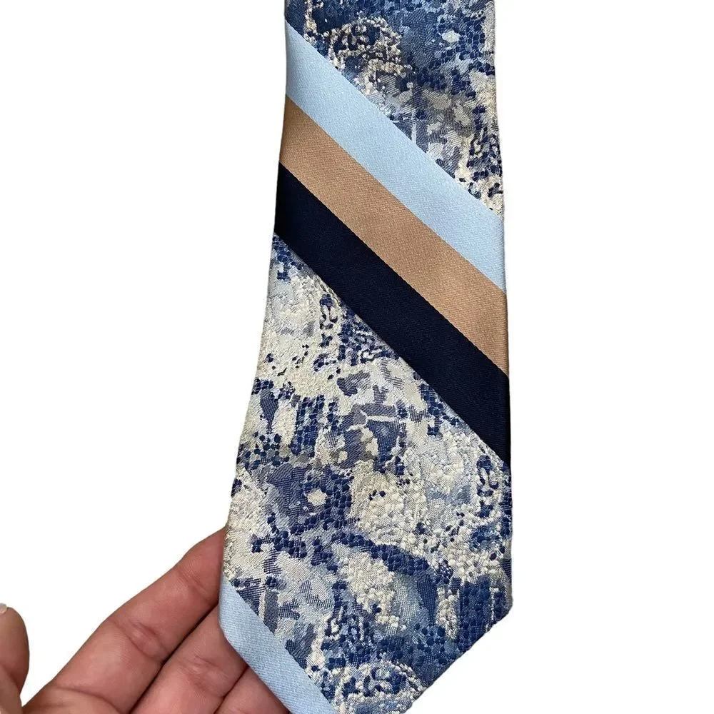 Vintage 70’s Oleg Cassini by Burma Mixed Media Blue Tie‎